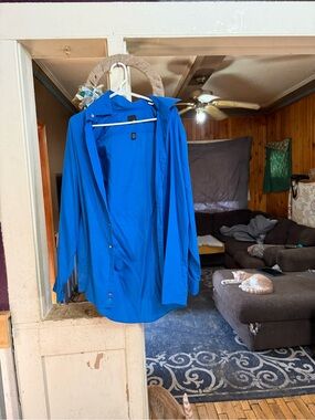 Bright Blue Button-Front Lightweight Shirt